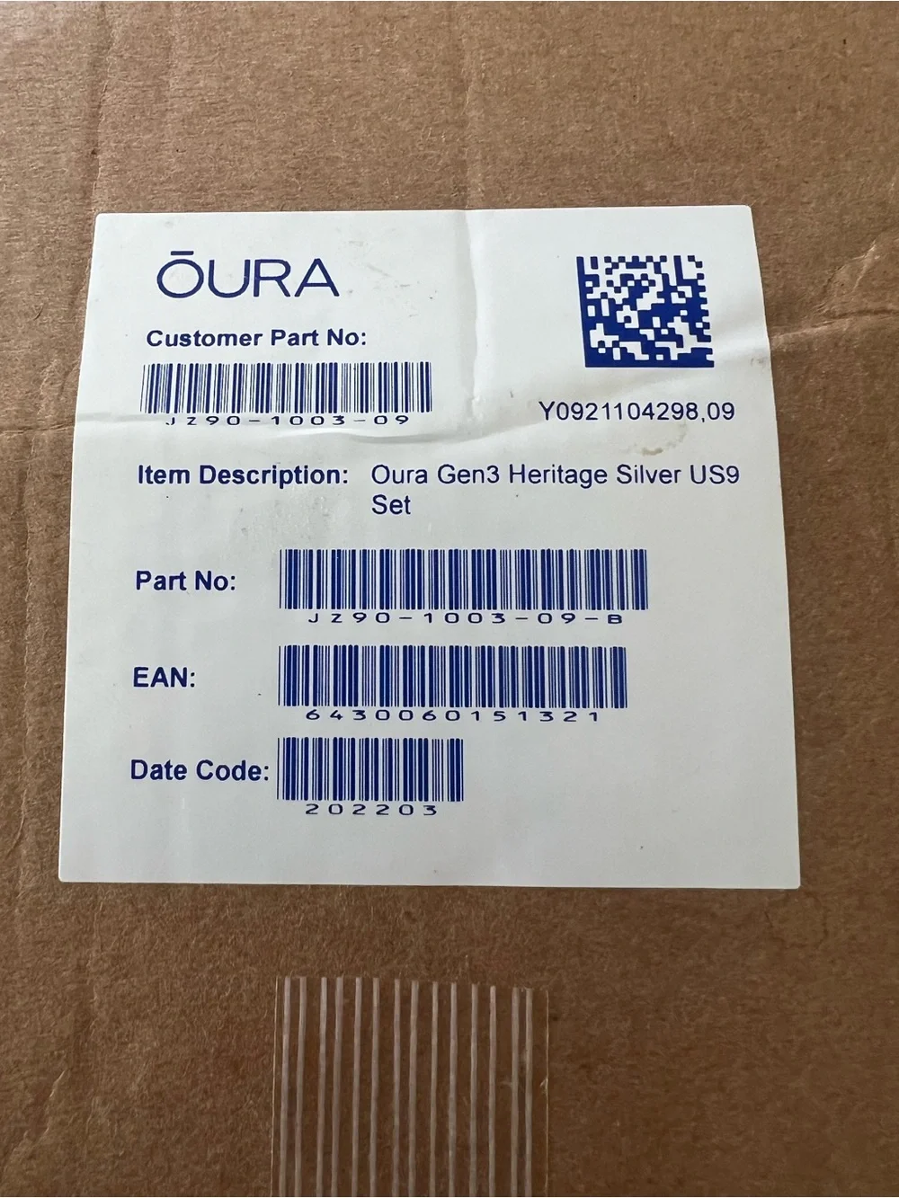 OURA ring - Gen3 Heritage Silver US9 set